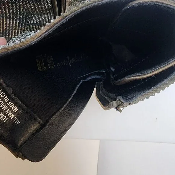 GLAM CAMO Crystal Studded Lug Sole Combat Stiletto Heel Boots - Size 10 LIKE NEW - Picture 8 of 10